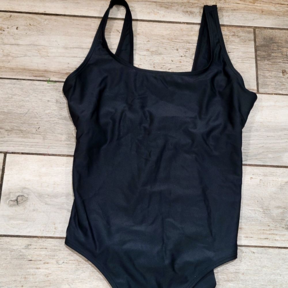 One Piece Womens Size Lg Black Swimsuit Bathing Suit